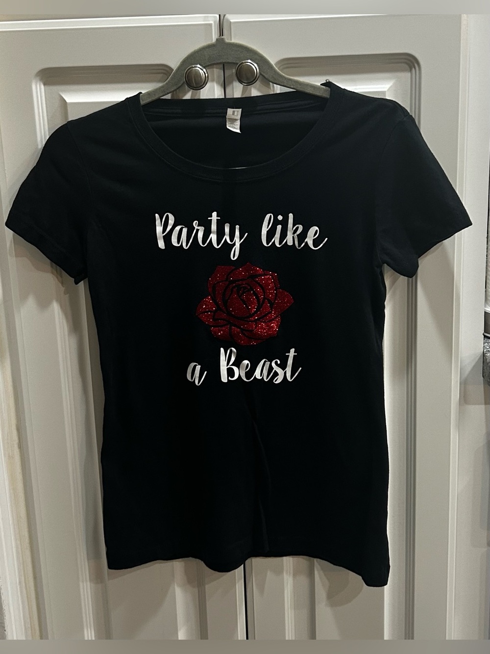 Next Level Ideal T Party Like a Beast Rose Graphic Tee Beauty Inspired Small